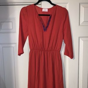 Burnt Red Dress with Blue Lining